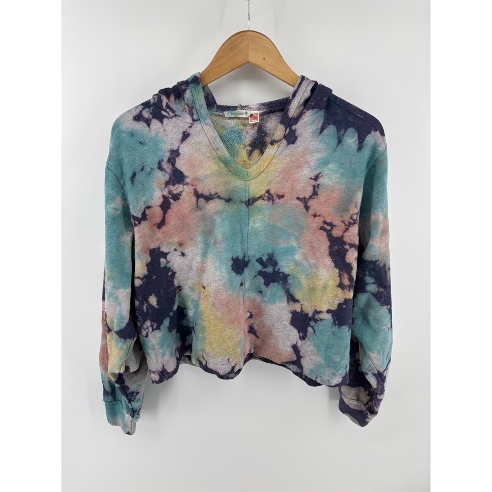 NWOT Anthropologie Maronie Crop Tie-Dye Hoodie S Sweatshirt USA Made Boho Hippie